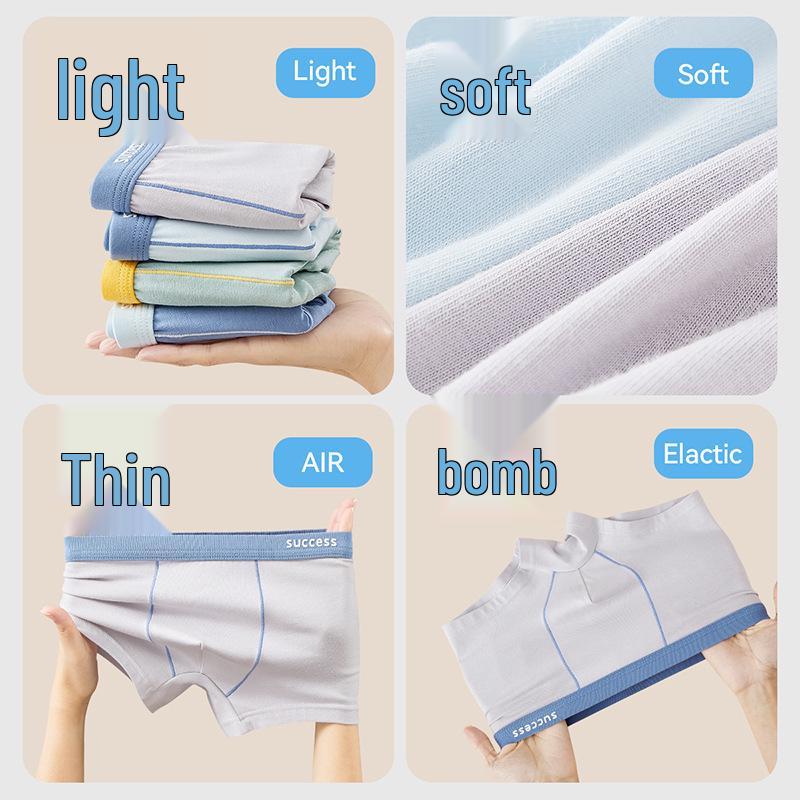 Boys' Pure Cotton Class A Underwear - Teen & Large Sizes, Full Cotton Crotch, Antibacterial Boxer Briefs