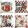 AVOIN Colorlife Football Game Day Throw Pillow Covers, 18 X 18 Inch American Football Game Touch Down Sports White Cushion Case for Sofa Couch Set of