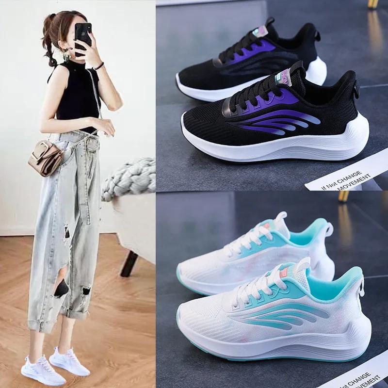 Womens Travel Sports Shoes Fashion Breathable Anti Slip Comfortable Lightweight Flat Shoes Ladies Outdoor Vacation Leisure Shoes