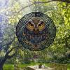 Kaijit - Majestic Owl Design 3D Hanging Wind Chime with Golden Mirror Reflection, Bird Deterrent Outdoor Decor for Garden & Weddings