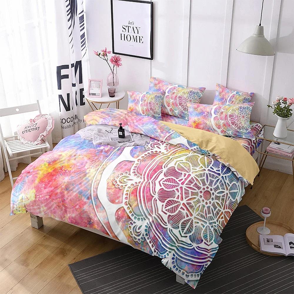 Print Bohemian Mandala Comforter Cover Super Comfortable Microfiber Fabric Bedroom Beddidng Set Datura Duvet Cover+pillowcases