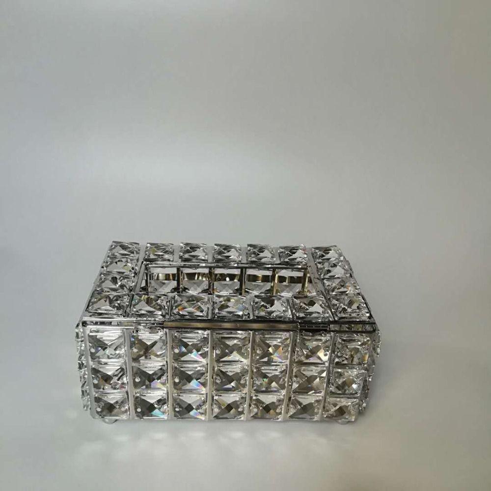 Sparkly Crystal Square Bead Tissue Box Light Luxury Napkin Box Paper Towel Storage Box  Living Room