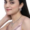 Rhodium-Plated American Diamond Studded Floral & Paisley Shaped Necklace With Earrings Jewellery Set For Girls and Women