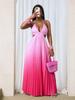 2026 Elegant Gradient Backless Halter Dress for Women