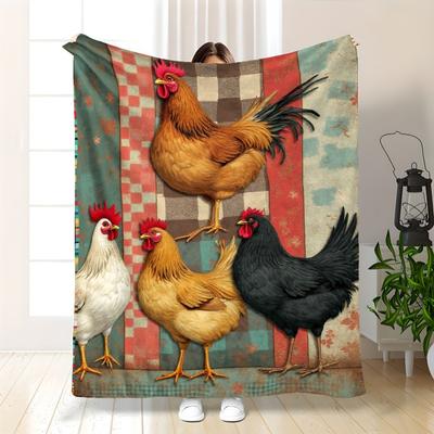Colorful Chicken Blanket - Cozy Soft Farm Gift Flannel Throw