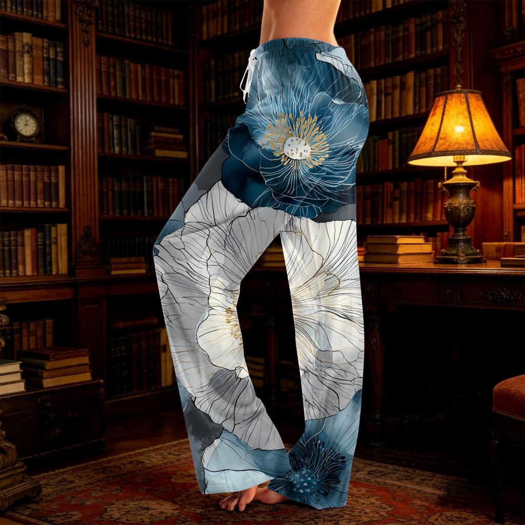 Women's Casual, Fashionable, Retro-print Loose-fitting Loungewear Pajamas