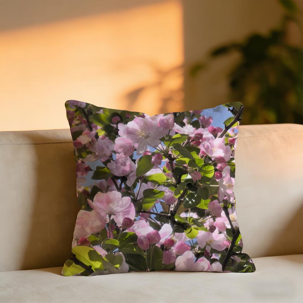 Fashion Hibiscus Cushion Cover Cozy Velvet Throw PillowSoft Warm Cushion For Sofa Bed