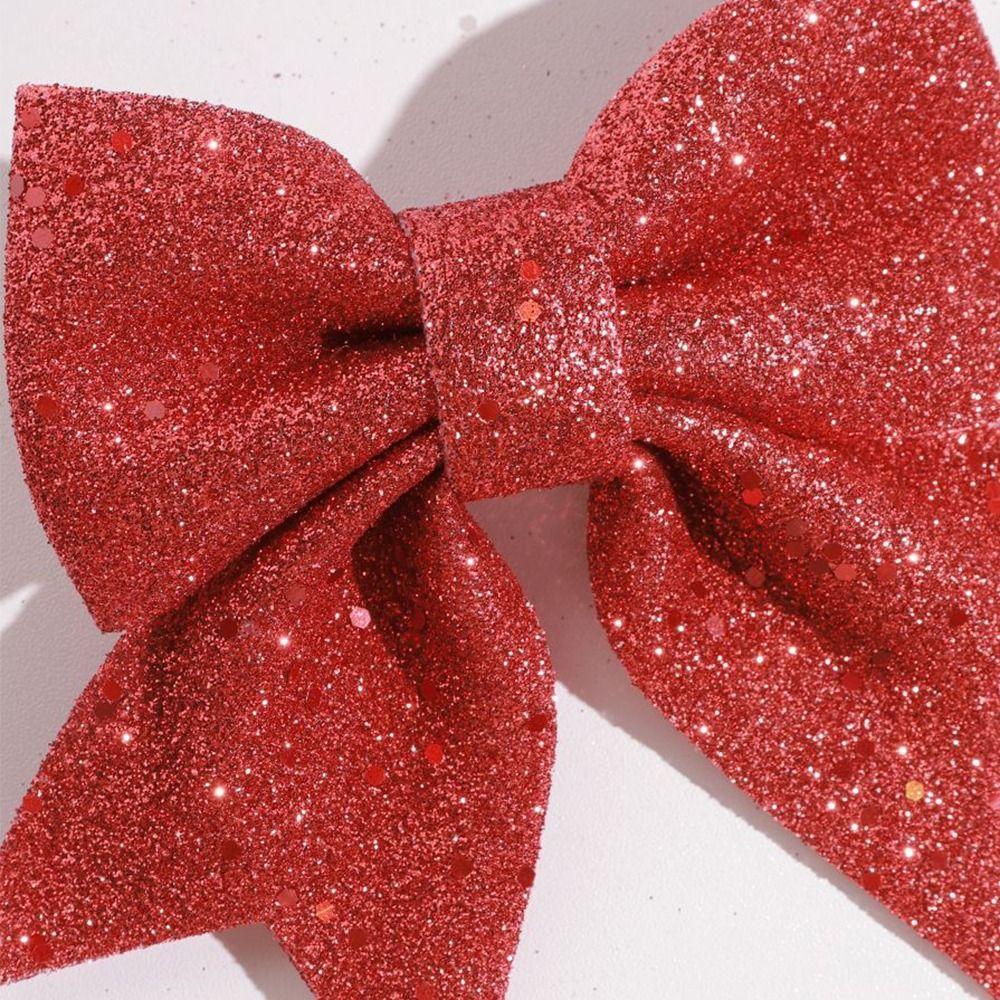 2Pcs 3D Bow Christmas Decorations Sparkling Christmas Hanging Decorations Holiday Accessories