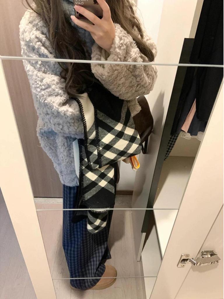 Women's Thickened Fluffy Lamb Wool Stand Collar Coat for Autumn and Winter