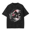Koi Karpfen Fisch Japanische T-Shirts Gewaschen Kurzarm Harajuku T-Shirts Vintage Herren Damen Streetwear Bedrucktes T-Shirt