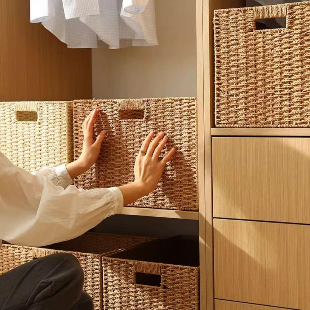 imitate rattan weave Foldable Storage Bin Large Capacity Multifunction Dirty Laundry Basket Space Saving with Handle