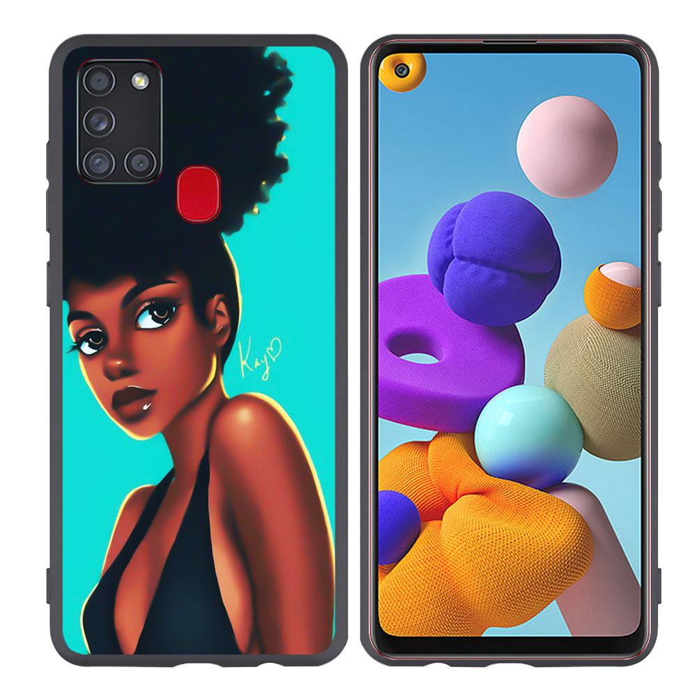 Cartoon Black Girls Printed Soft Mobile Phone Case for Samsung Galaxy A54 A32 S25 Matte Finish Shockproof