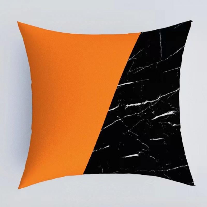 Orange Patchwork Muster Überwurf Kissenbezug Mit Kurzem Plüsch Druck Wohnzimmer Sofa Dekoration Kissenbezug Kissenbezüge