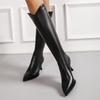 Back Zip Slim Folkel Single Boot Pointed Toe Waterproof Non-Slip Plus Size Tall Boots