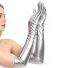 Skinny Patent Leather Gloves Solid Color Etiquette Mittens Shiny Long Gloves  Girl