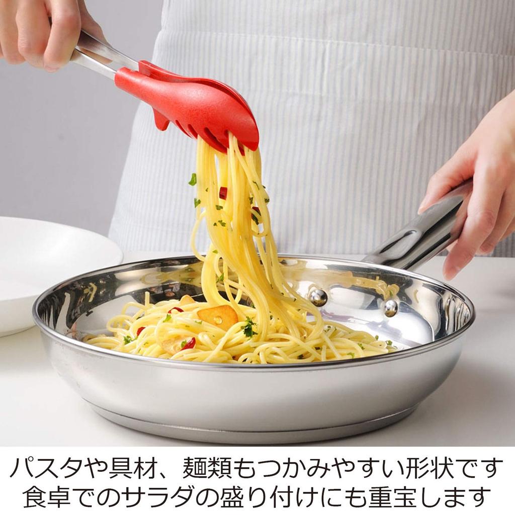 Oaks Uchicook One-Handed Easy-To-Use One-Click Tongs, Red, Made in Japan, UCS4R