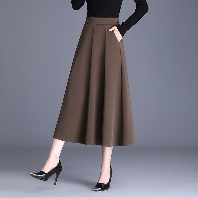 Draped Pleated Skirt Skirt Women's Spring & Fall New Arrivalhigh Waist Longa-line Umbrella Skirt Large Swing Long Skirt