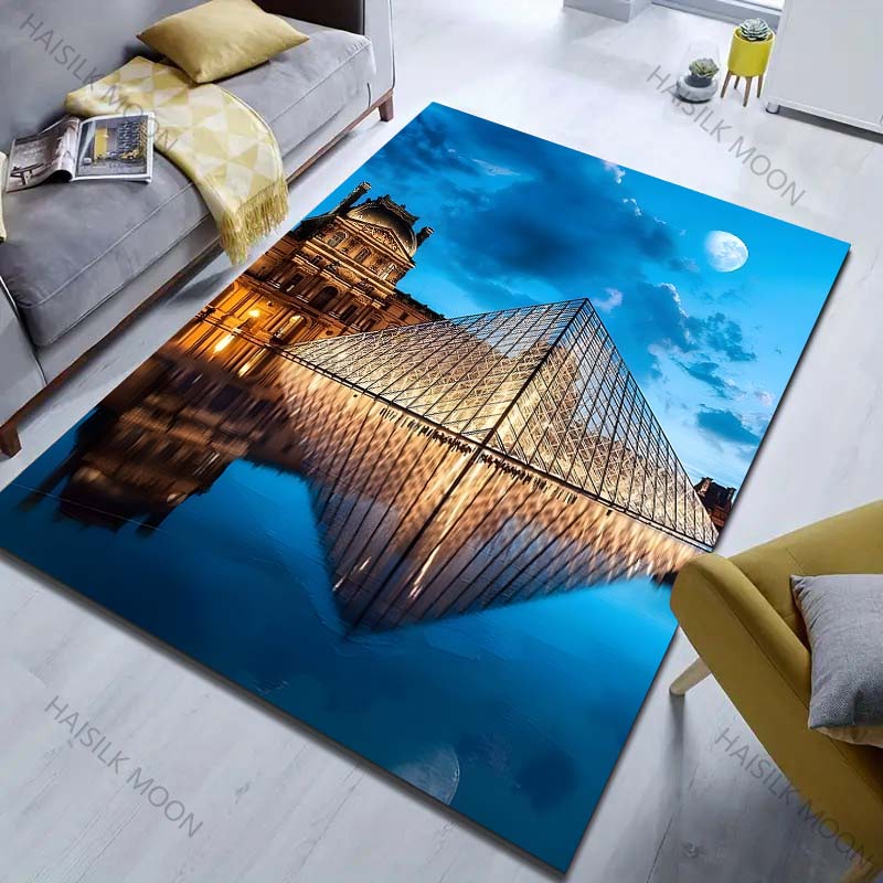 

Multiple sizes Louvre Pyramid Night Pattern Carpet for Living Room Bedroom Sofa Home Decor Non-slip Floor Mat Luxury Gift 40cm x 60cm