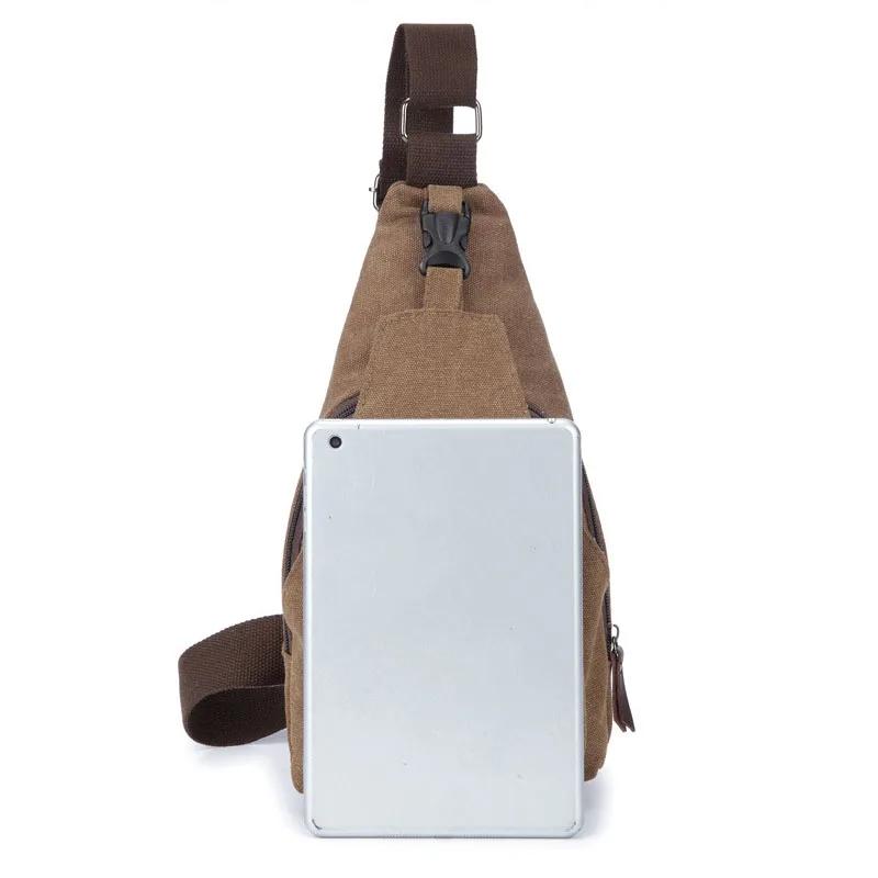 2022 Brandneu Herren Vintage Canvas Leder Umhängetasche Sling Brusttasche Multifunktional Outdoor Kleine Umhängetasche