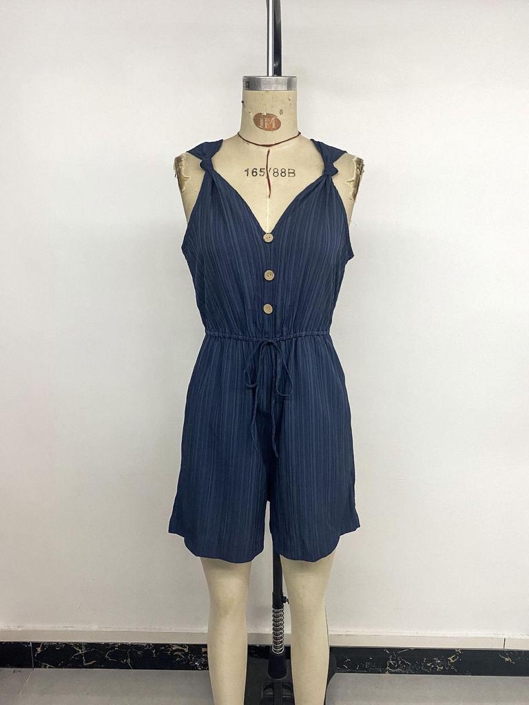 2026 Summer Sleeveless Backless Lace-up Waist-cinching Women's Jumpsuit