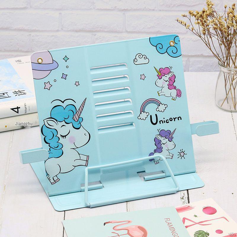 Verstellbarer Schreibtisch-Buchständer mit Buchstützen und Klemmen für Schüler