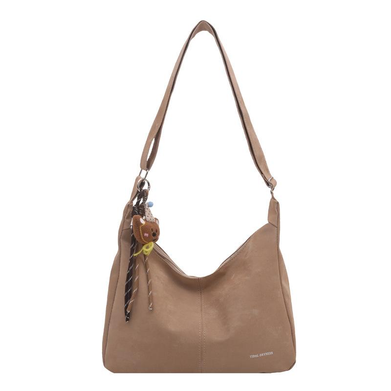 

Casual new solid color matte versatile retro tote bag women s large-capacity commuting personalized Korean version messenger bag No pendant model хаки