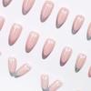 24 Pieces  colorful French aurora glitter flower nail art tablets sweet niche almond wear nail