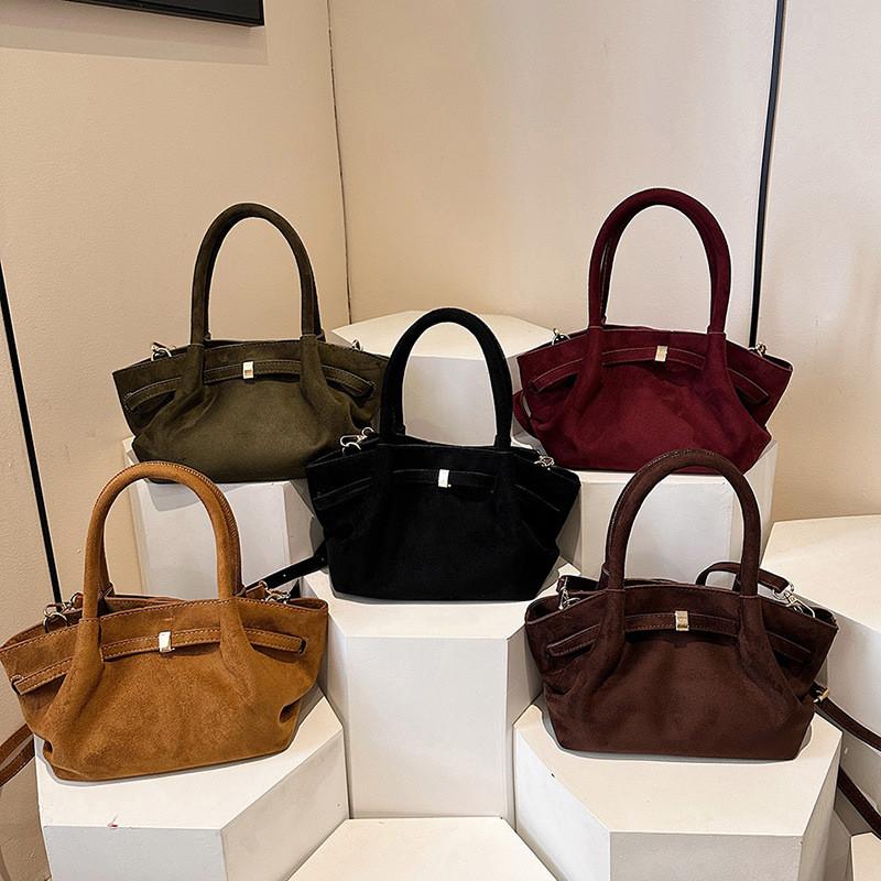 Minimalist Womens Solid Color Pleated Design Shoulder Bag For Casual Outings