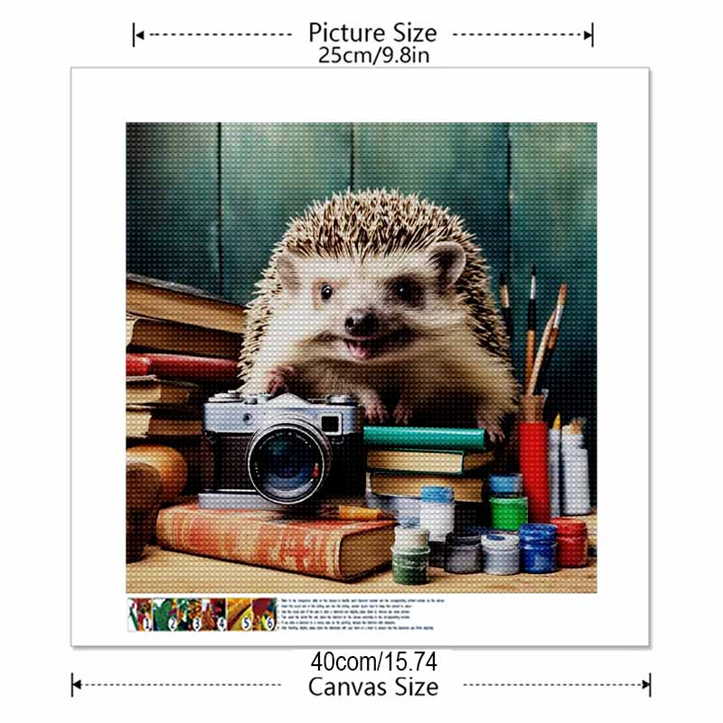 New Arrival 5D DIY Full Circle Diamond Painting "Hedgehog and Book" Embroidery Cross Stitch Home Decor Gift