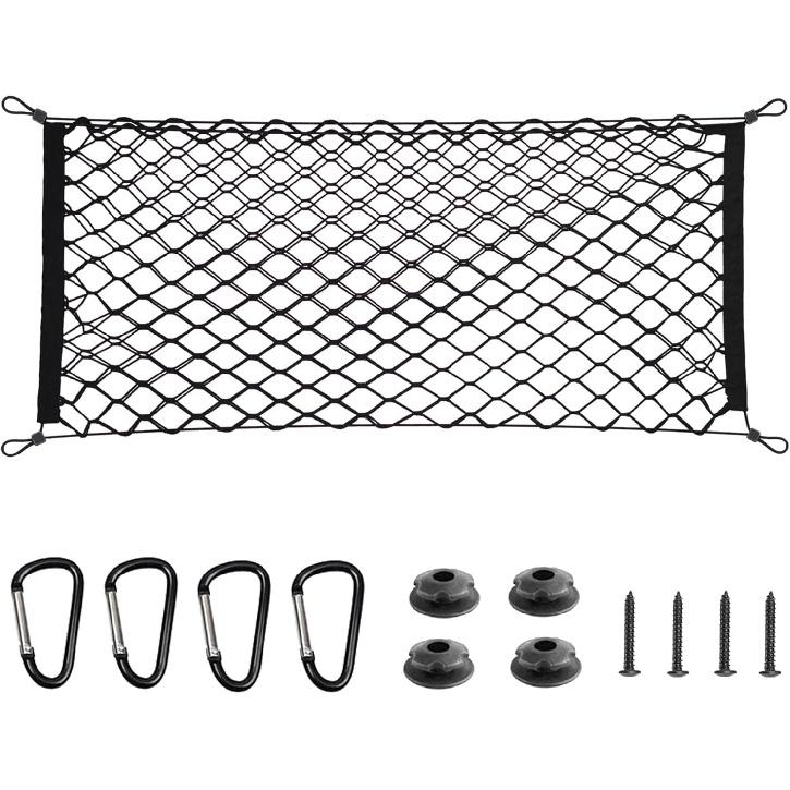 BAILALIBO Cargo Net Stretchable, Adjustable Elastic Trunk Mesh Nets With Metal Hook Universal For SUV, Jeep, Trucks, Car Exterior Accessories For