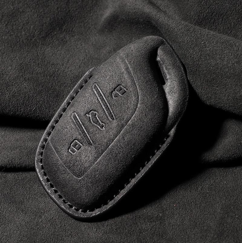 Suede Faux Leather Car Key Case Cover For MG MG4 MG5 MG6 MG7 ZS EV HS EHS ZX GT Car Key Case Protector MG Key Case Keychain