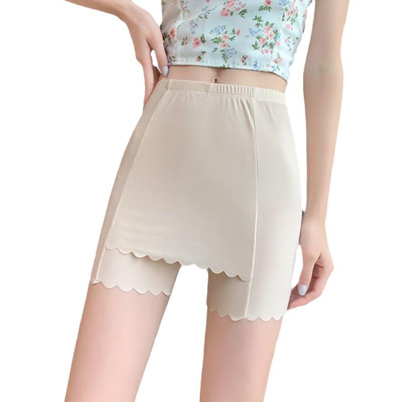 Dámské letní bezpečnostní kalhotky z ledového hedvábí: Ochrana proti odhalení, Dvojvrstvá, Krytí klínku, Tenký styl, Bez rolovacích okrajů.