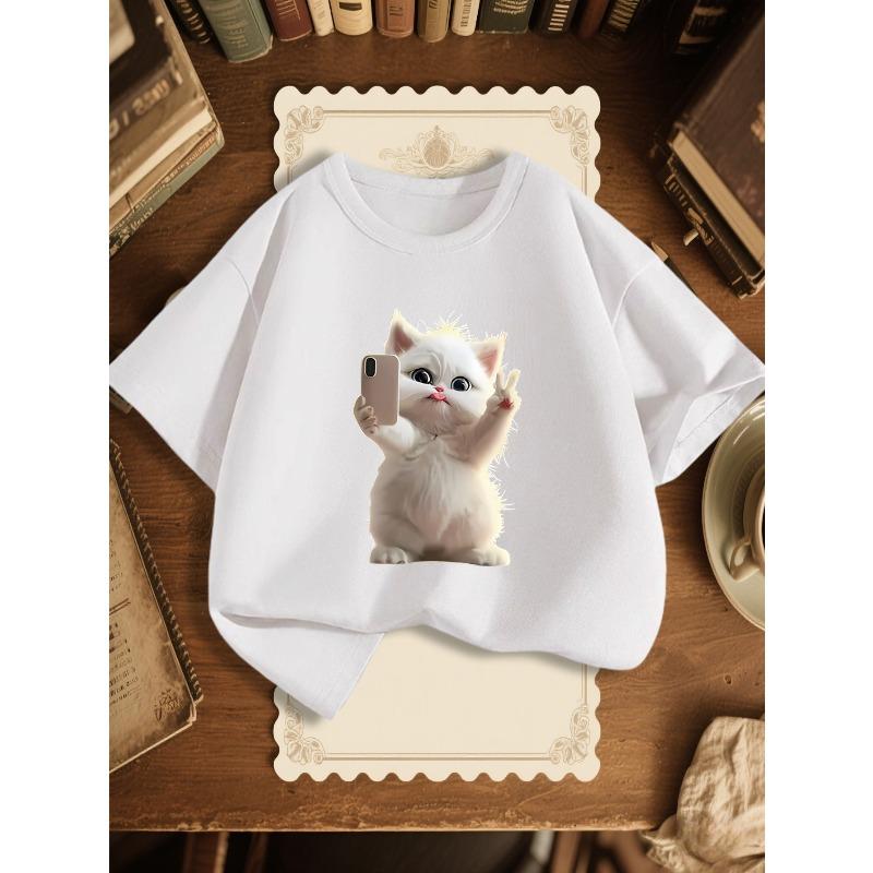 European sizes Girls  Stylish Round Neck T-Shirt 110 белый