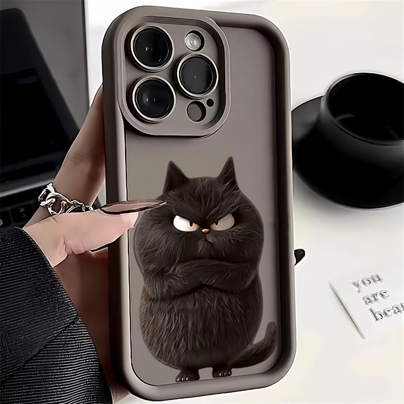 Cute Black Cat Soft TPU Phone Case For iPhone 16 15 14 Pro Max 13 12 11 Pro Max 7 8 Plus XR X XS 16E Shockproof Silicone Cover