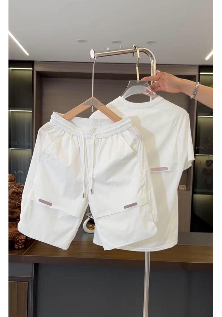 Men's Summer Quick-Dry Ice Silk Sports Set - Short Sleeve & Shorts
