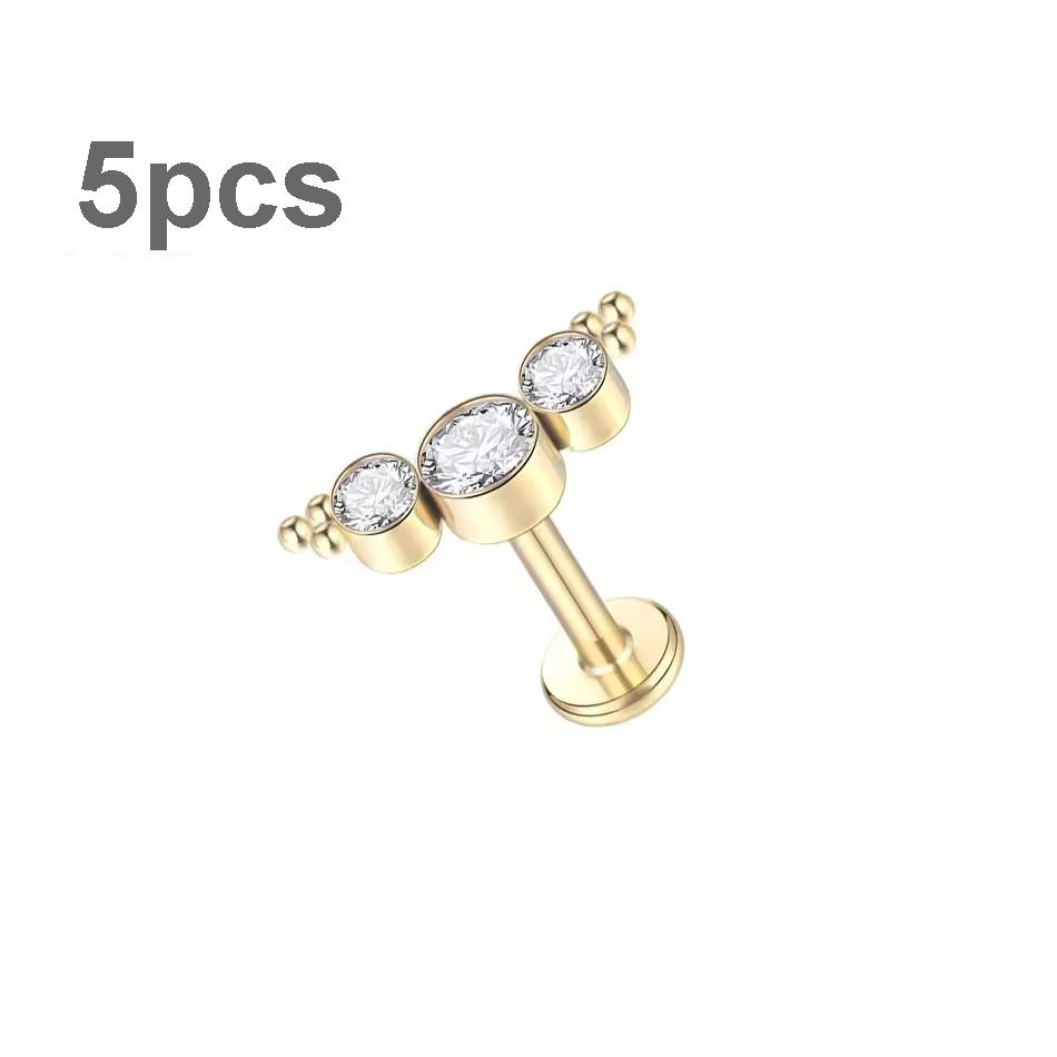 5Pcs/lot Titanium CZ Ear Stud Tragus Cartilage Earrings for Women Labret Lip Lobe Ring Helix Daith Piercing Body Jewelry