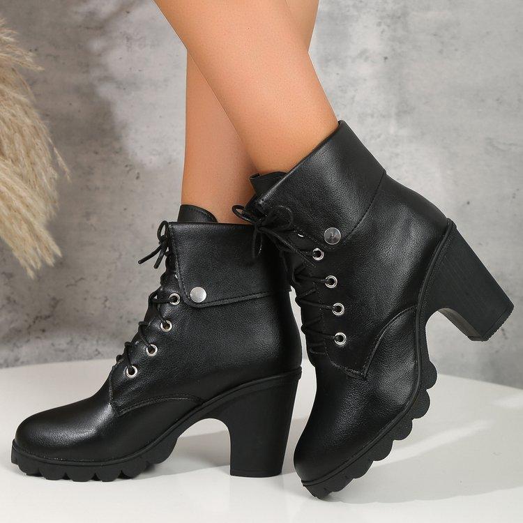 Autumn and Winter High-heeled Thick-heeled Women's Boots Muffin Thick-soled Large-size Short Boots Women's Martin Boots