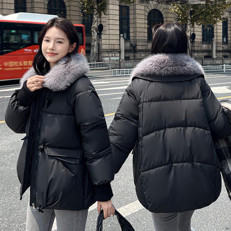 2025 Short Padded Cotton Women's Winter Fashion Loose Large Hooded Thick Warm Bread Coat Outerwear