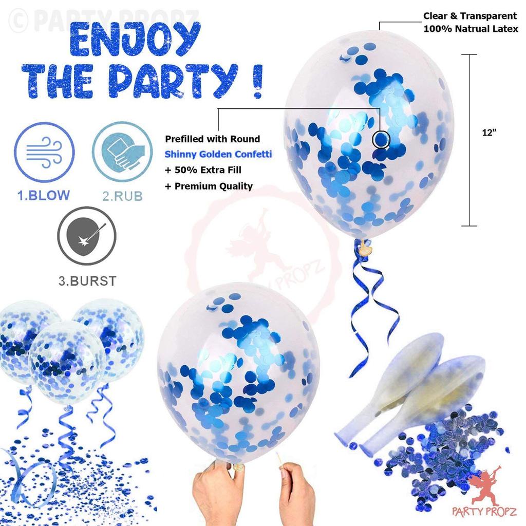 Foil Happy Birthday Printed Balloons Combo Set for Boys Birthday decoration/Birthday Supplies for Boys - 7 Pieces - Blue