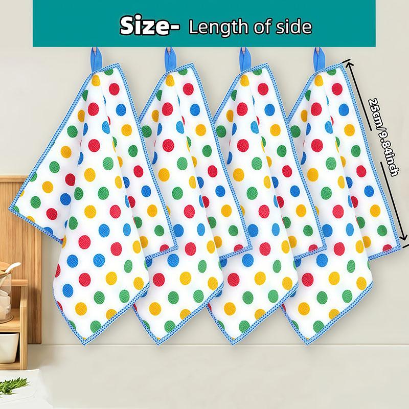 5Pcs/10Pcs Colorful Polka Dot Cloths, Absorbent Cloths, Cleaning Cloths, Hand Wiping Cloths