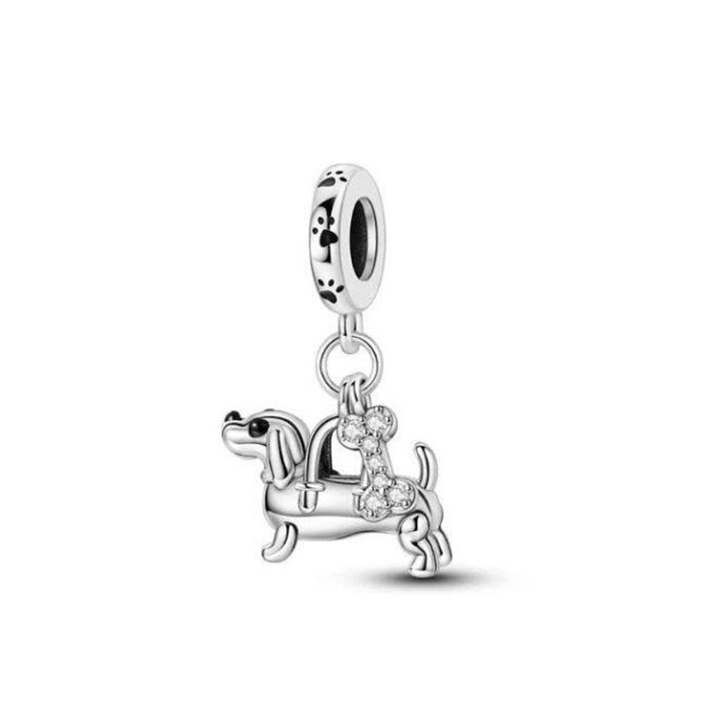 New 925 Silver Cute Animal Dog, Rabbit, Elephant, Cat Suitable for Europe Bracelet DIY Accessories Exquisite Jewelry