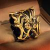 New Personality Superb Craft Ring Hollow Geometric Mosaic Couple Ring for Women Wedding Party Engagement Jewelry Ring Gift