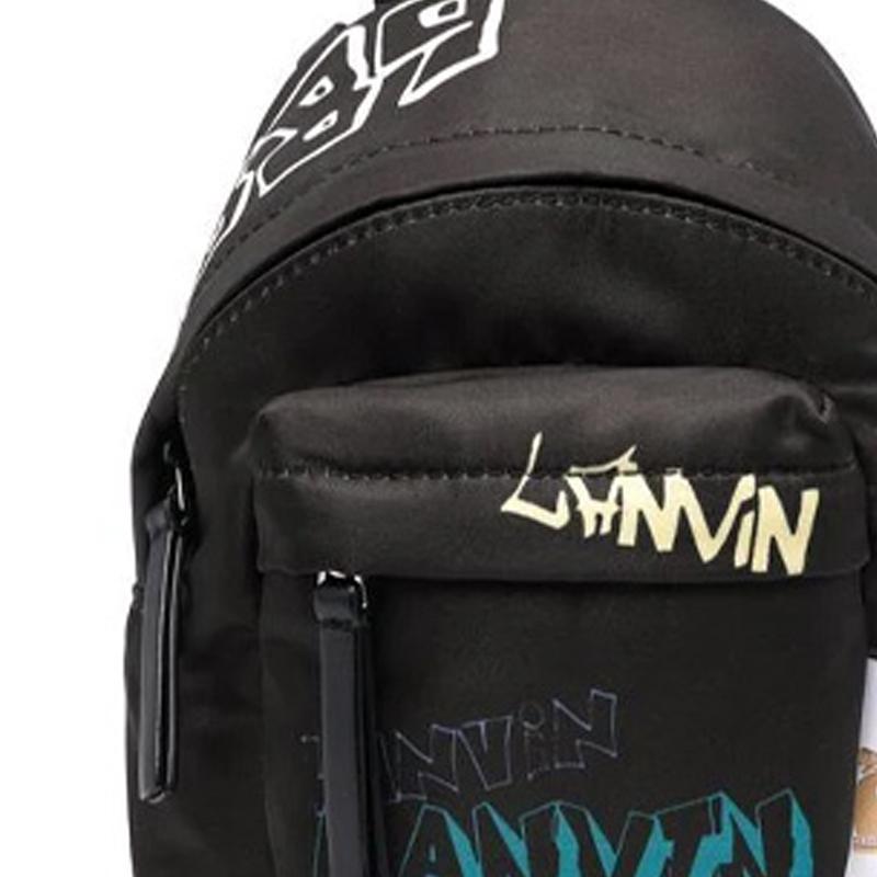 Lanvin Logo Print Graffiti Mini Backpack Men backpack Black LMBGXA04NYPUP22