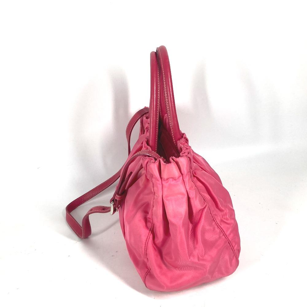 PRADA Shoulder Bag Bag Logo ribbon 2WAY bag Hand Bag Nylon pink