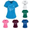 Tops de Manga Corta con Cuello en V para Mujer Trabajo Color Sólido Blusa con Bolsillo