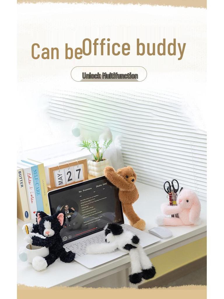 Plush Long-Armed Animal Fridge Magnet Doll - Teddy Bear Dog Car Ornament
