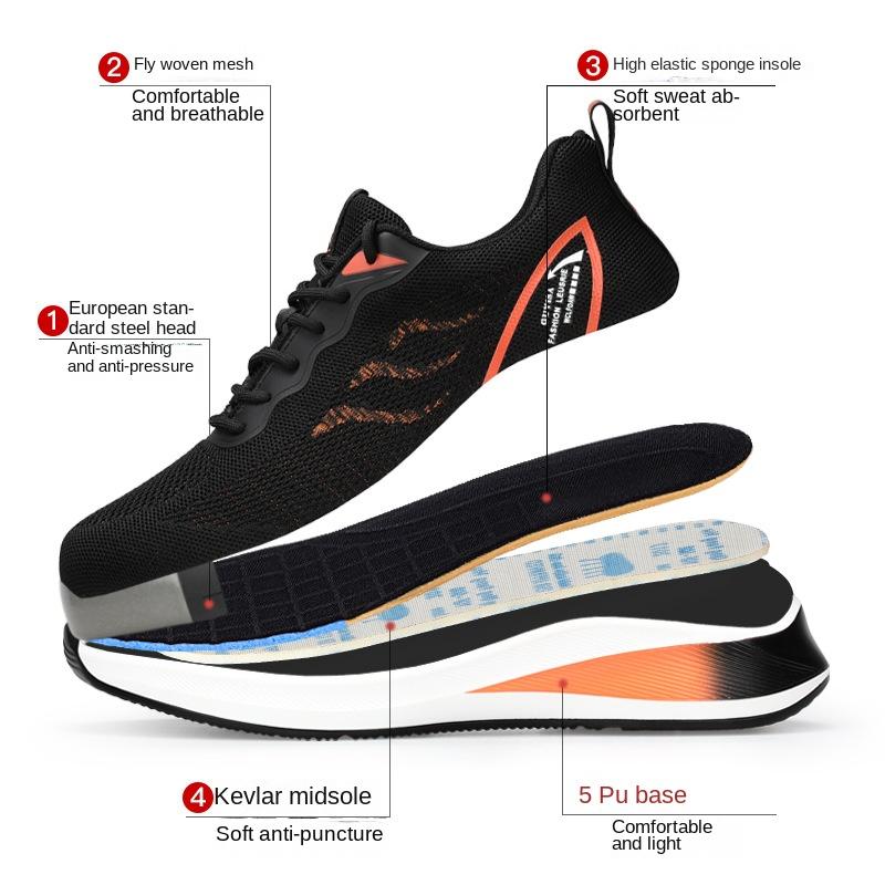 Anti-smashing and Anti-piercing Labor Insurance Shoes for Men, Comfortable and Wear-resistant Work Safety Protective Shoes