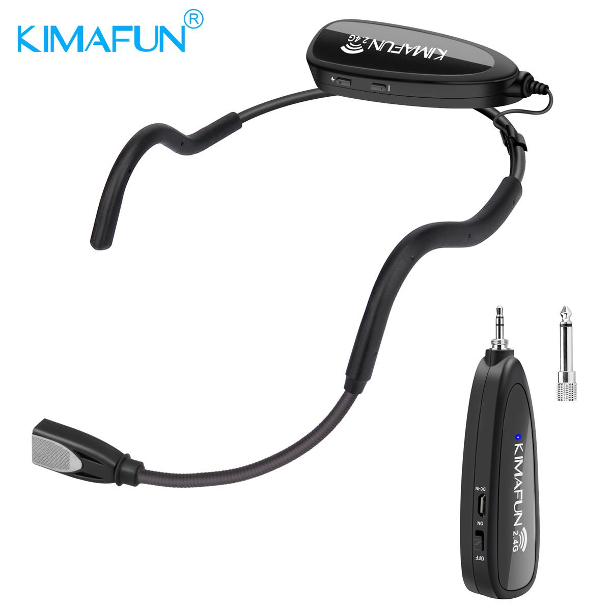 

KIMAFUN 2.4G Wireless Headset Microphone System with Transmitter and Receiver Design for Stage Performance,Band Live,Busker,Sing KM-G100-A