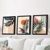 3pcs/set Geometric Plant Art Oil Painting Canvas with Wood Frame Draw Wall Decor Home Room Decorations
