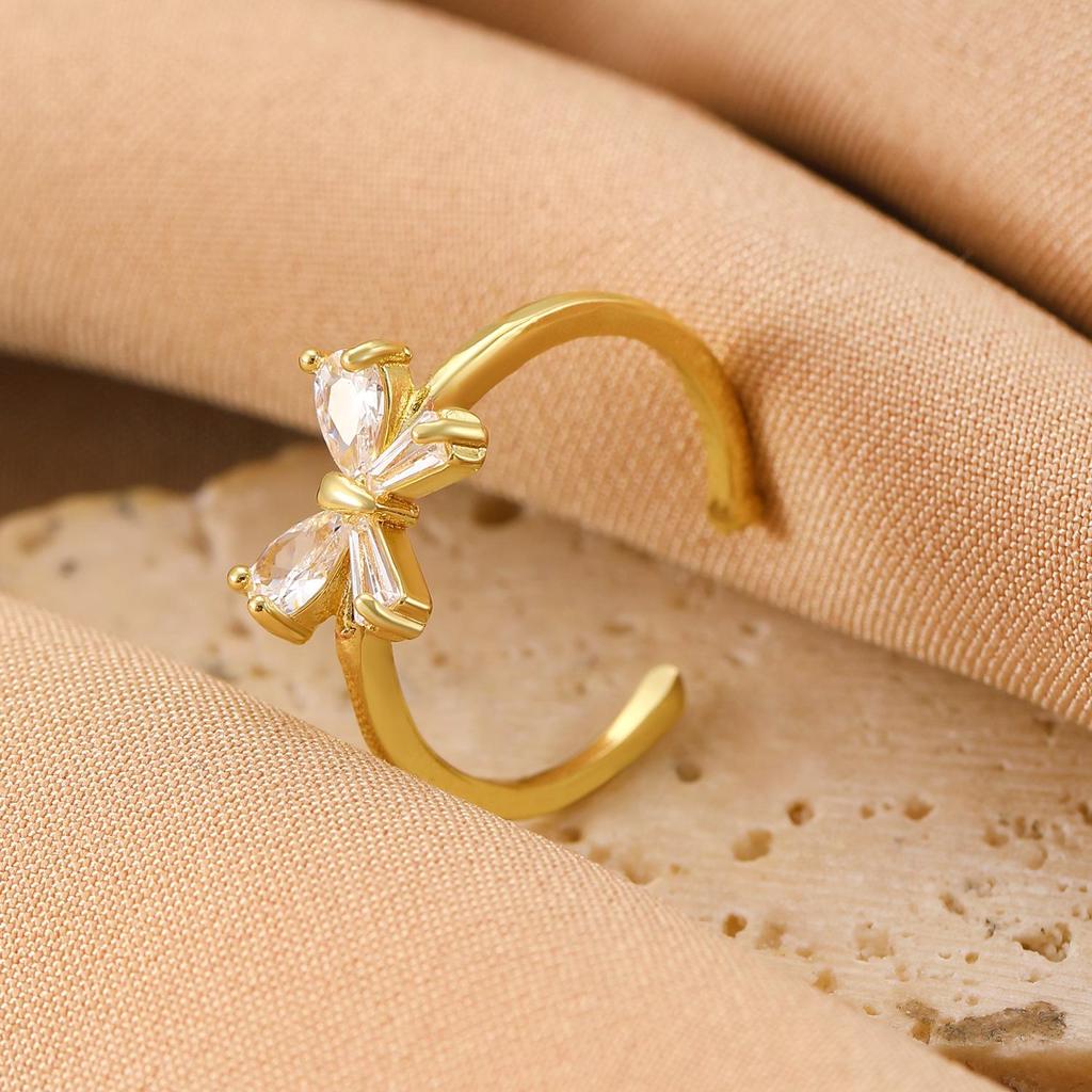 High-End Cross-Border Fashion Bow Ring for Women - European & American Style Open Index Finger Accessory